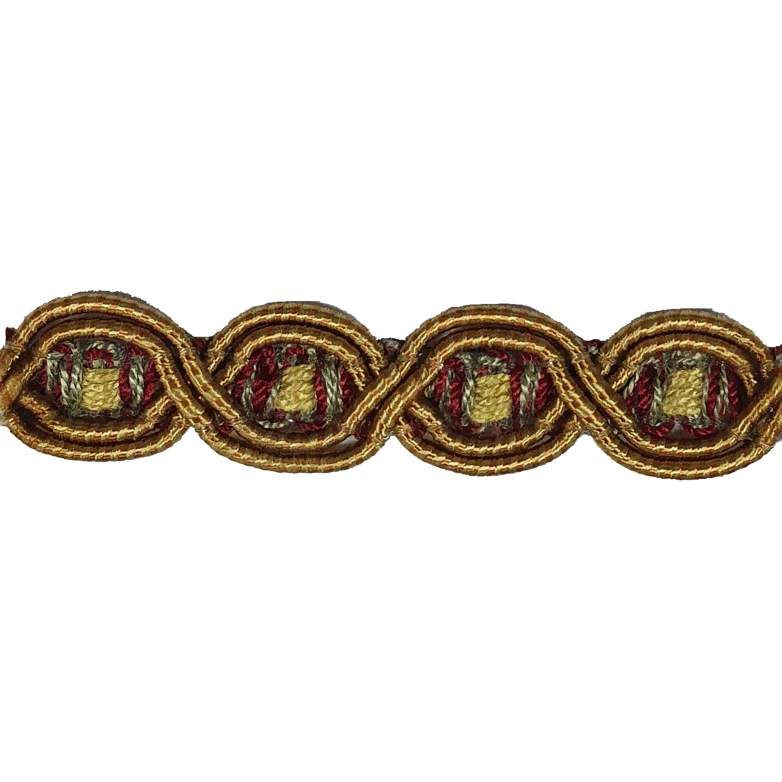 London Eye Braid - Colour. 7089 Red/Green/Gold